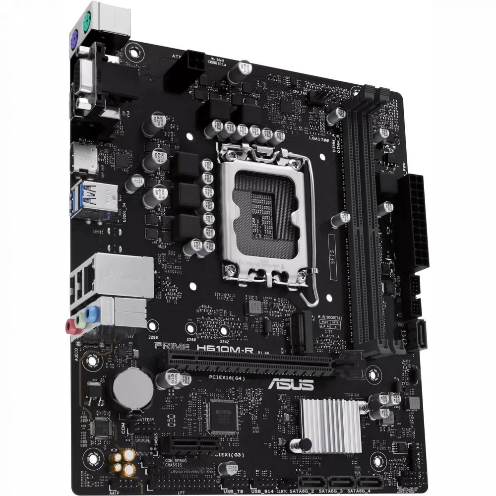 Материнская плата ASUS PRIME H610M-R-SI, LGA1700, H610, 2*DDR5, 4*SATA, 1*M.2, 2*USB 3.2, 2*USB 2.0, 1*PCIx16, 1*PCIx1, DP+HDMI+VGA, mATX 90MB1GL0-M0ECY0