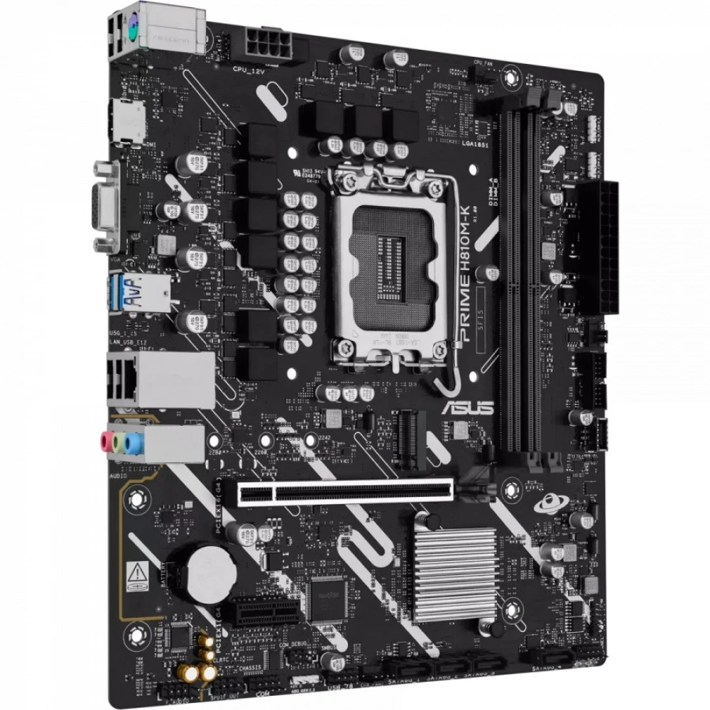 Материнская плата ASUS PRIME H810M-K, LGA1851 H810 2xDDR5 4xSATA 1xM.2 1xPCIe 4.0 HDMI D-Sub mATX