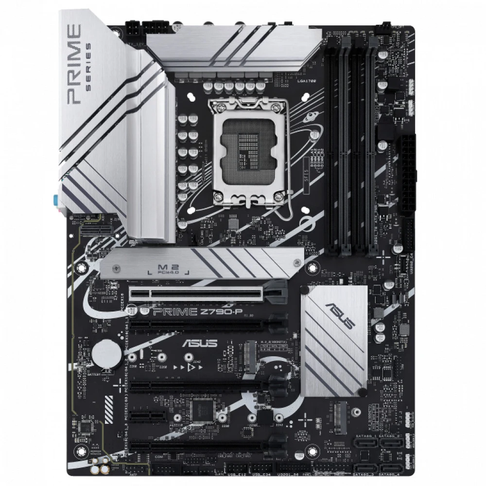 ASUS PRIME Z790-P(Socket 1700, ATX, 4xDDR5(192GB), DP/HDMI, 1xPCIe 5.0x16/3xPCIe 4.0x16/1xPCIe 3.0, 1xLAN (2.5GbE), 4xSATA 6Gb/s, 3xM.2,1xM.2 E key, 1xType-C,3xUSB 3.2, 4xUSB 2.0,1xPS/2)