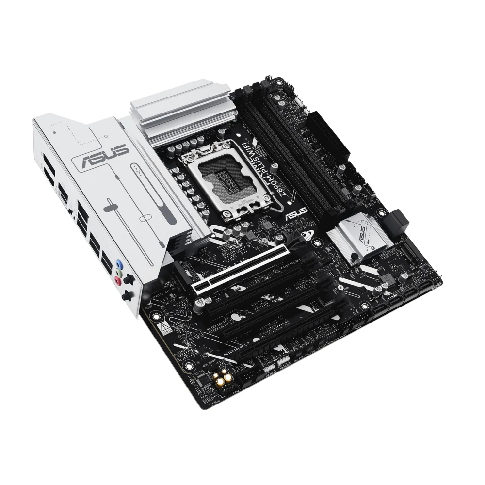 ASUS PRIME Z890M-PLUS WIFI (Socket 1851, mATX, 4xDDR5(192GB), DP/HDMI, 1xPCIe 5.0x16/3xPCIe 4.0x16/1xLAN (2.5GbE), Wi-Fi, BT, 6xSATA 6Gb/s, 3xM.2, 1xType-C, 7xUSB 3.2)
