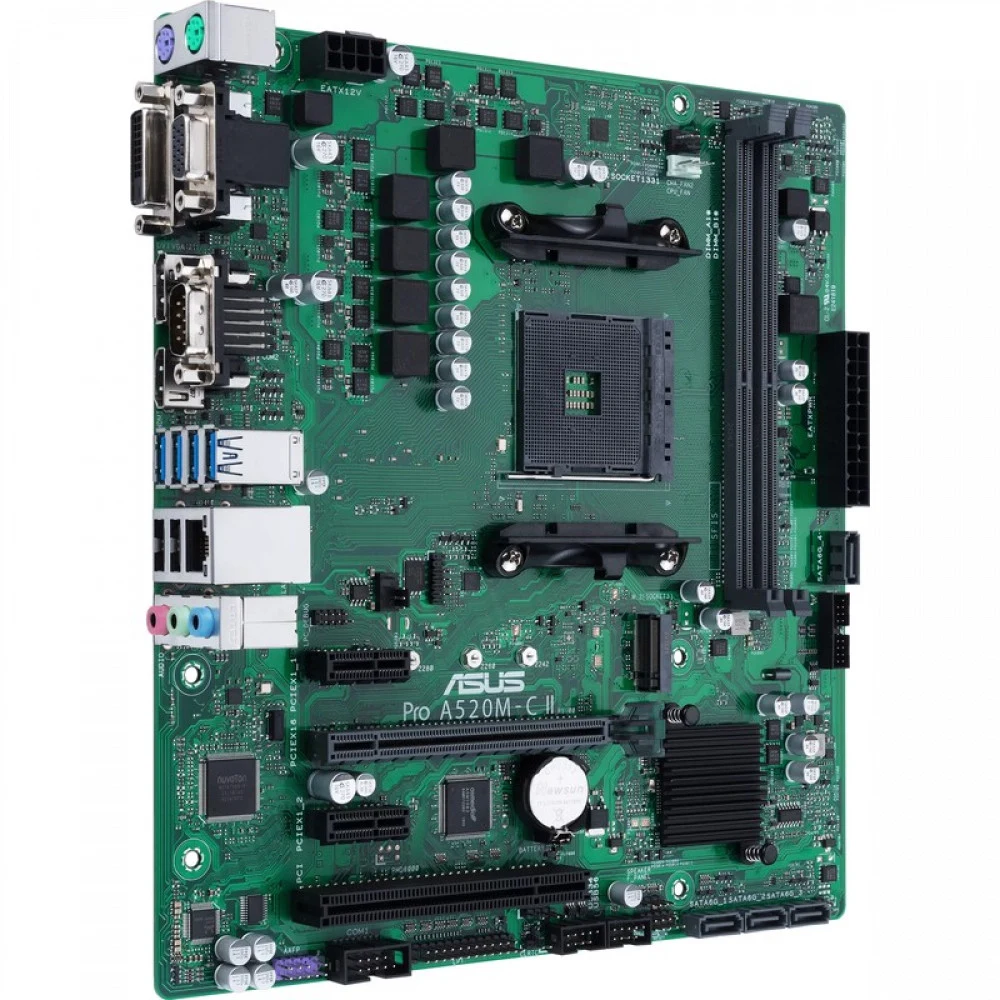 Материнская плата ASUS PRO A520M-C II/CSM, Socket AM5, A520, 2*DDR4, DP+DVI-D+VGA+HDMI, 4xSATA3, Audio, Gb LAN, USB 3.2, USB 2.0, COM port, mATX 90MB18F0-M0EAYC