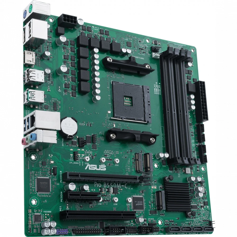 ASUS PRO B550M-C/CSM, Socket AM4, B550, 2*DDR4,2*DP+HDMI, SATA3 + RAID, Audio, Gb LAN, USB 3.1*8, USB 2.0*4, COM*1 header (w/o cable), mATX 90MB15Q0-M0EAYC, 3 year