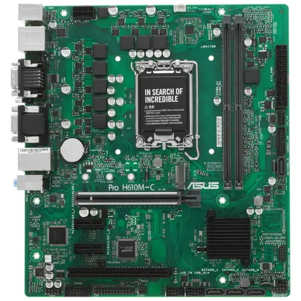 Материнская плата ASUS PRO H610M-C-CSM, LGA1700, H610, 2*DDR5, 4*SATA, 1*M.2, 2*USB 3.2, 2*USB 2.0, 1*COM port, 1*PCIx16, 2*PCIx1, DP+HDMI+VGA, mATX 90MB1AT0-M0EAYC