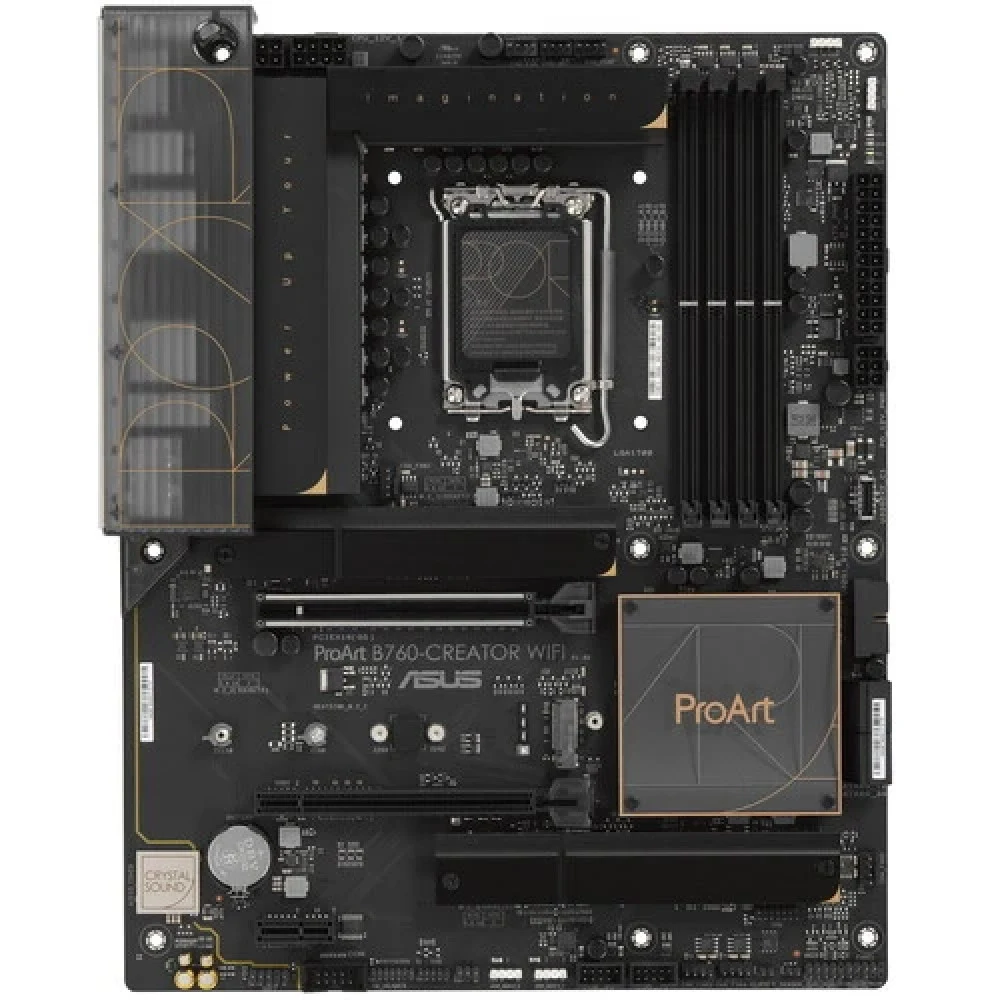 ASUS PROART B760-CREATOR WIFI (Socket 1700, mATX, 4xDDR5(192GB), DP/HDMI, 1xPCIe 5.0x16/1xPCIe 4.0x16/1xPCIe 3.0, 1xLAN+1xLAN (2.5GbE), Wi-Fi, BT, 4xSATA 6Gb/s, 3xM.2, 1xType-C, 4xUSB 3.2, 4xUSB 2.0