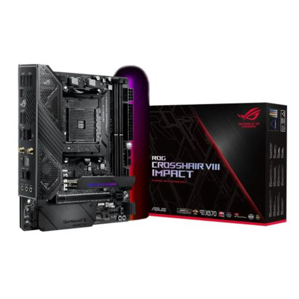 Материнская плата ASUS ROG CROSSHAIR VIII IMPACT X570 AM4 mini-DTX 2xDDR4 PCIEx16 2xM.2 USB-C GLAN Wi-Fi 6 {6}
