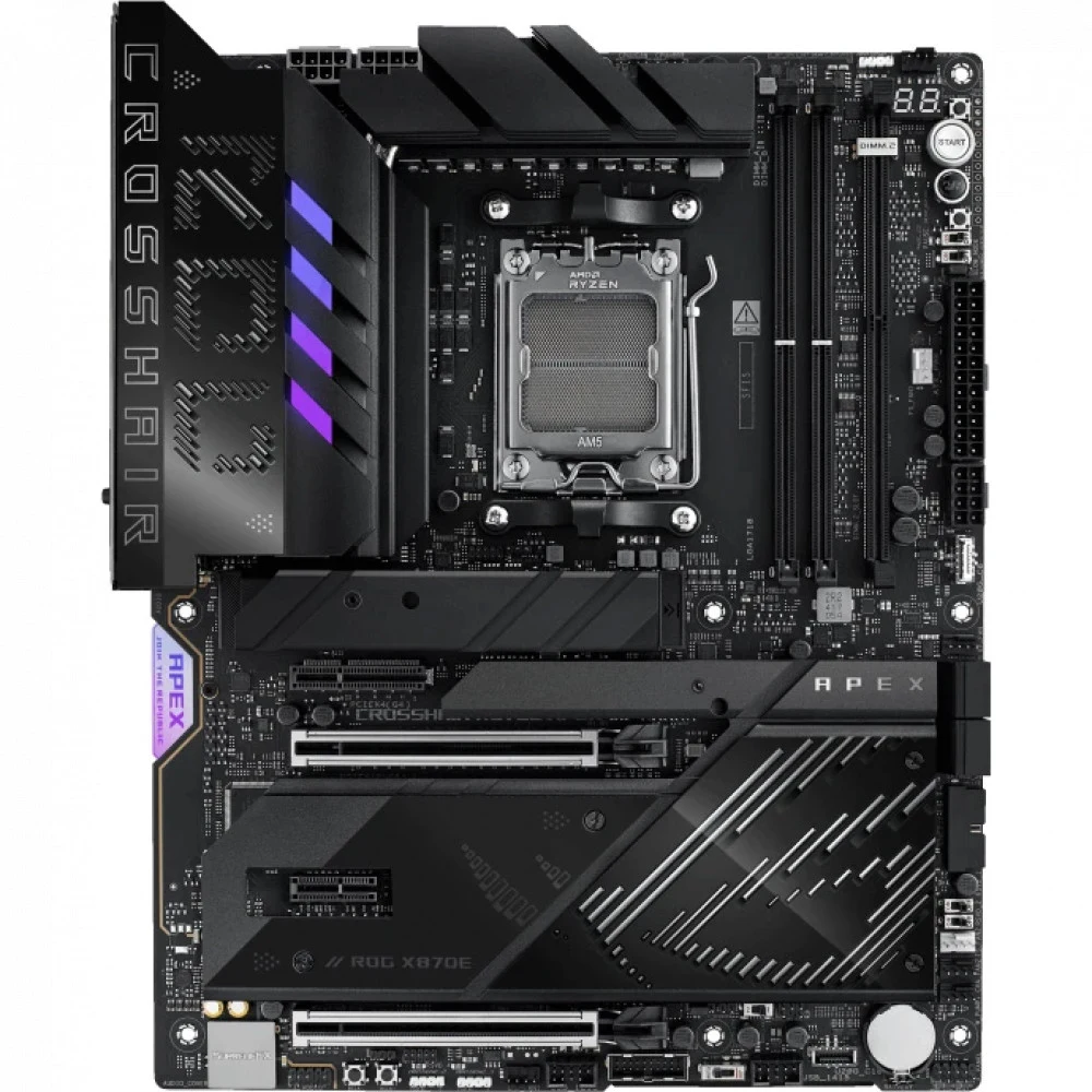 Материнская плата ASUS ROG CROSSHAIR X870E APEX, AM5, X870E, 4*DDR5, 4*SATA, 5*M.2, 8*USB 3.2, 2*Type-C, 2*USB4, 6*PCIx16, 1xPCIe 4, 1xPCIe, ATX 90MB1KR0-M0EAY0