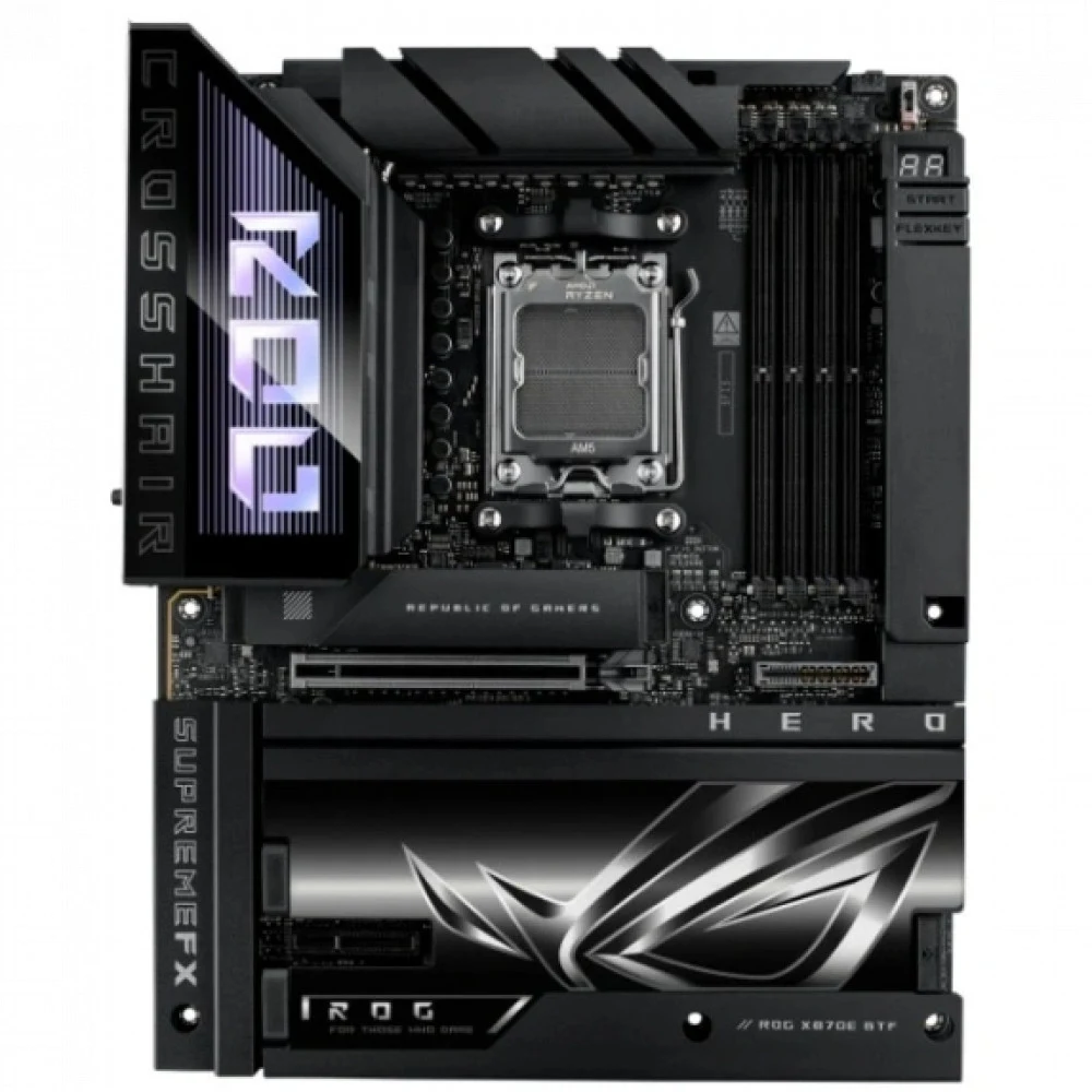 Материнская плата ASUS ROG CROSSHAIR X870E HERO BTF AM5 ATX 4xDDR5 PCIEx16 PCIEx4 5xM.2 4xUSB-C HDMI 5GLAN 2.5GLAN Wi-Fi 7