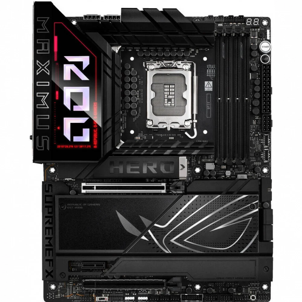 Материнская плата ASUS ROG MAXIMUS Z890 HERO, LGA1851, Z890, 4*DDR5, 4*SATA, 6*M.2, 8*USB 3.2, Type-C, 2*PCIx16, 1*PCIx1, 2*Thunderbolt™ 4, HDM, ATX 90MB1ID0-M0EAY0
