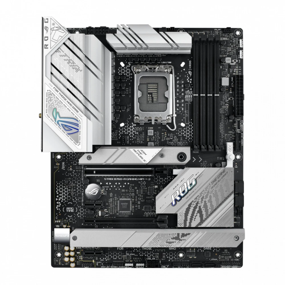 ASUS ROG STRIX B760-A GAMING WIFI (Socket 1700, ATX, 4xDDR5(192GB), DP/HDMI, 1xPCIe 5.0x16/1xPCIe 3.0x16/2xPCIe 3.0, 1xLAN (2.5GbE), Wi-Fi 6E, BT, 4xSATA 6Gb/s, 3xM.2, 2xType-C, 3xUSB 3.2, 4xUSB)