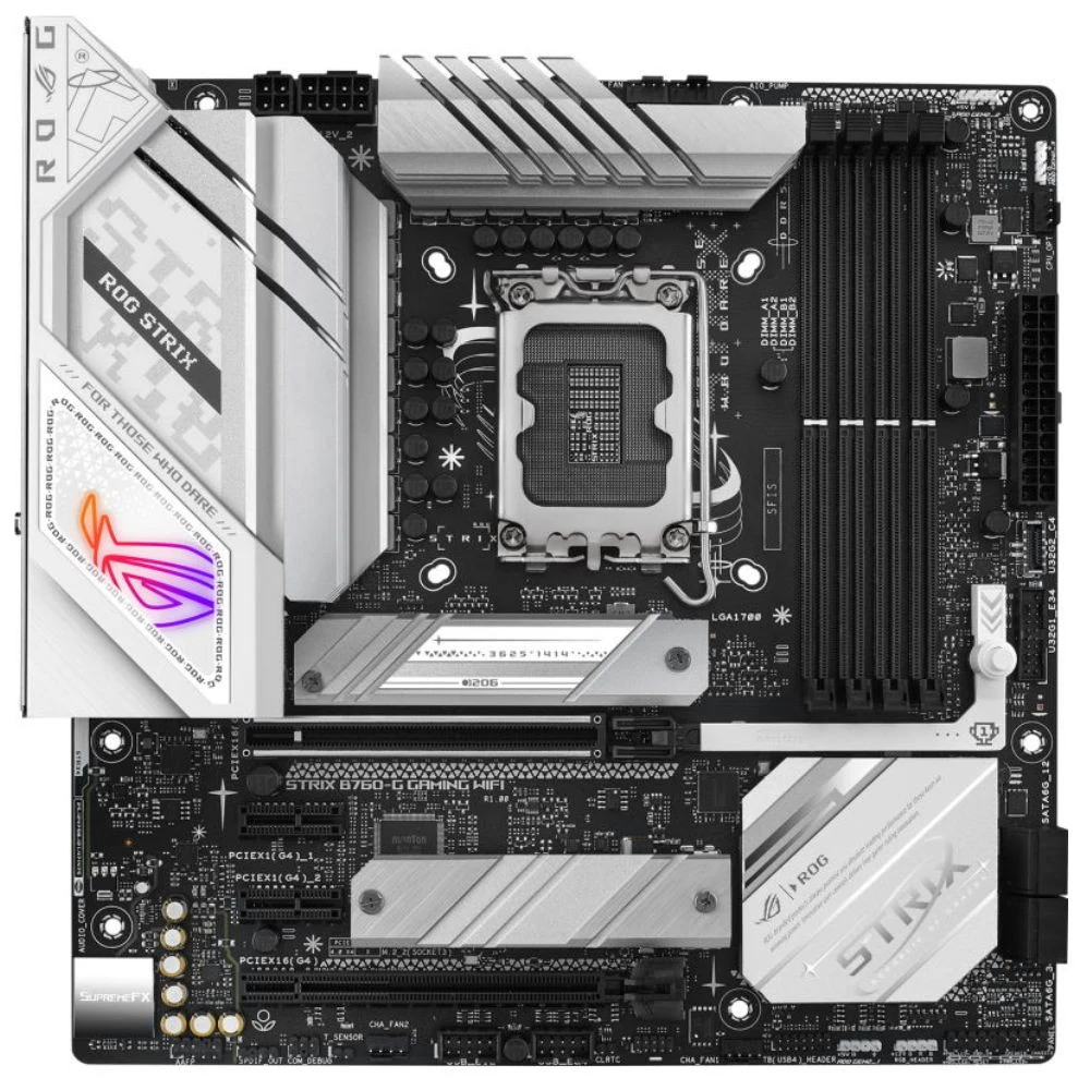 Матплата Asus ROG S B760-G Gam WiFi, iB760, S1700,ATX,4DDR-5,2xPCI-Ex16,4SATA,2xM.2,HDMI,DP,15USB