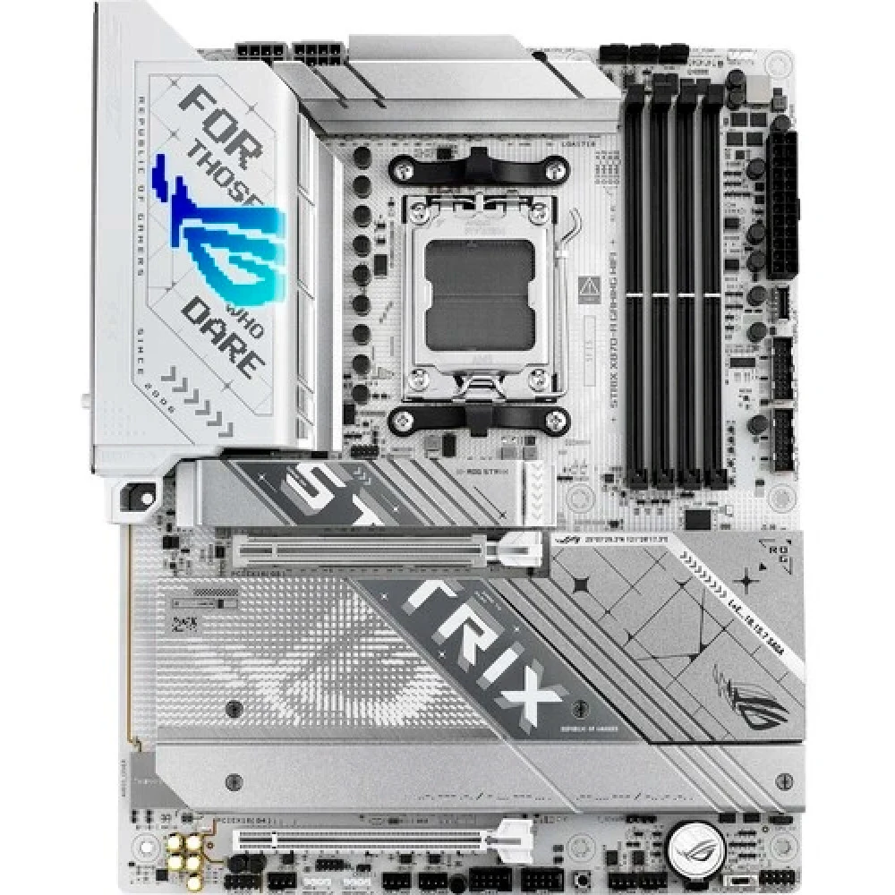 ASUS ROG STRIX X870-A GAMING WIFI (Socket AM5, ATX, 4xDDR5(192GB), DP/HDMI, 1xPCIe 5.0x16/1xPCIe 4.0x16, 1xLAN (2.5GbE), Wi-Fi 7, BT 5.4, 2xSATA 6Gb/s, 4xM.2, 2xUSB4 Type-C, 1xUSB-C, 9xUSB 3.2)