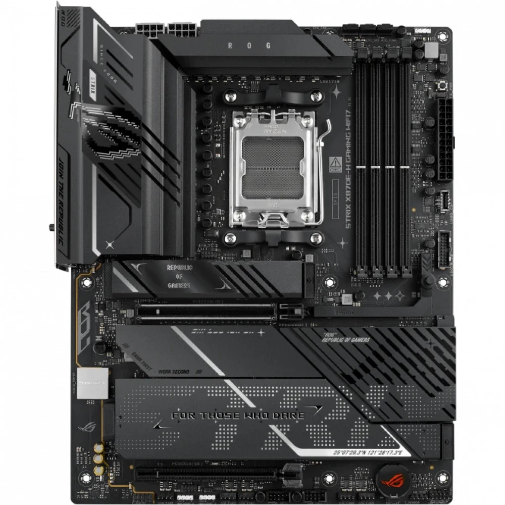 ASUS ROG STRIX X870E-H GAMING WIFI7 (Socket AM5, ATX, 4xDDR5(256GB), HDMI, 1xPCIe 5.0x16/1xPCIe 4.0x16, 1xLAN (5GbE), 4xSATA 6Gb/s, 4xM.2, Wi-Fi 7, 2xType-C, 4xUSB3.1, 6xUSB3.0, 2xUSB 2.0)