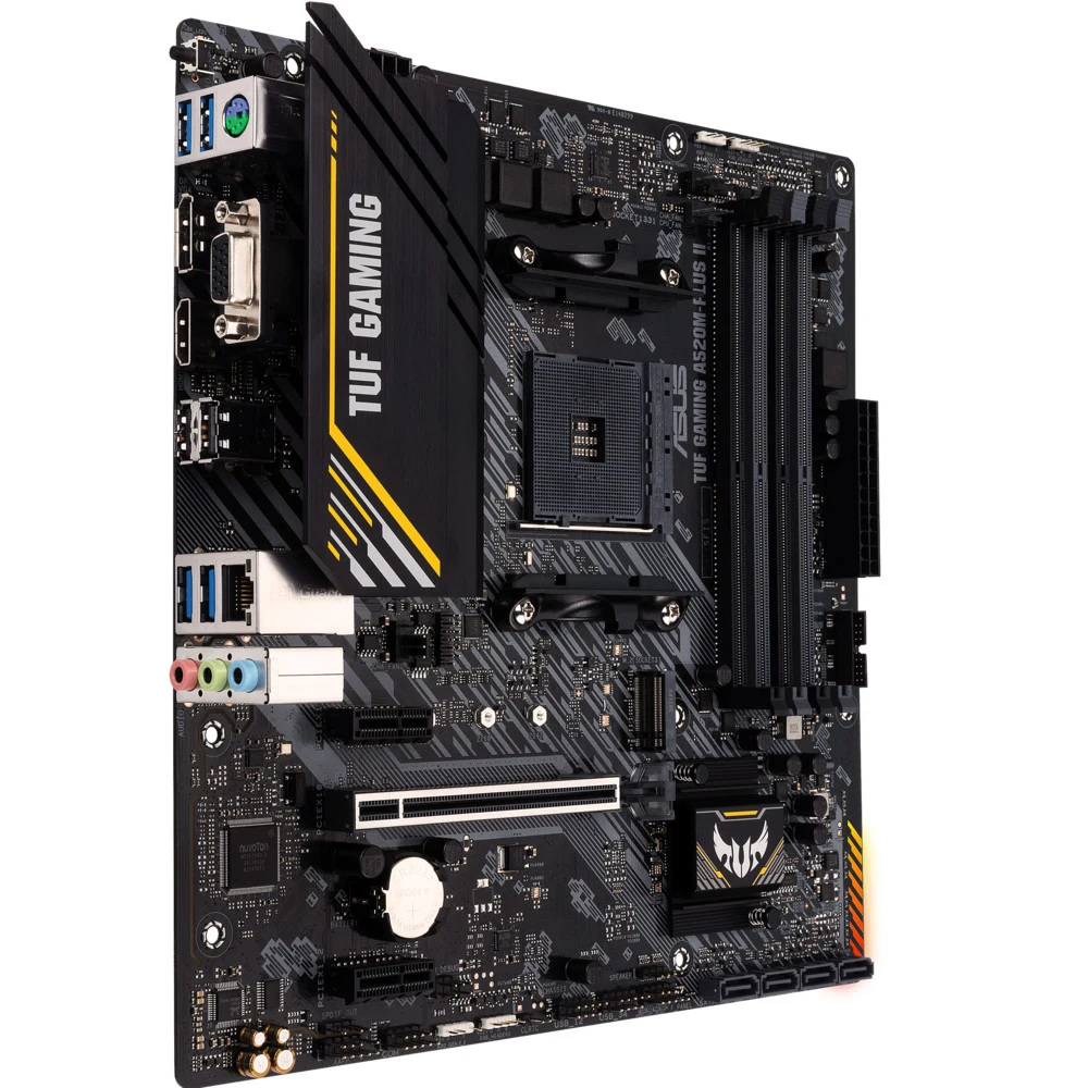 Материнская плата ASUS TUF GAMING A520M-PLUS II, Socket AM4, A520, 4*DDR4, D-Sub+DP+HDMI, SATA3 + RAID, Audio, Gb LAN, USB 3.2*7, USB 2.0*5, COM*1 header (w/o cable), mATX 90MB14Y0-M0EAY0, 3 year