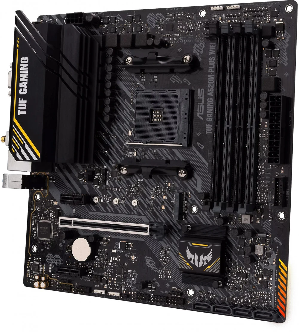Материнская плата ASUS TUF GAMING A520M-PLUS WIFI, Socket AM4, A520, 4*DDR4, D-Sub+DVI+HDMI, SATA3 + RAID, Audio, Gb LAN, USB 3.2*7, USB 2.0*5, COM*1 header (w/o cable), mATX 90MB17F0-M0EAY0