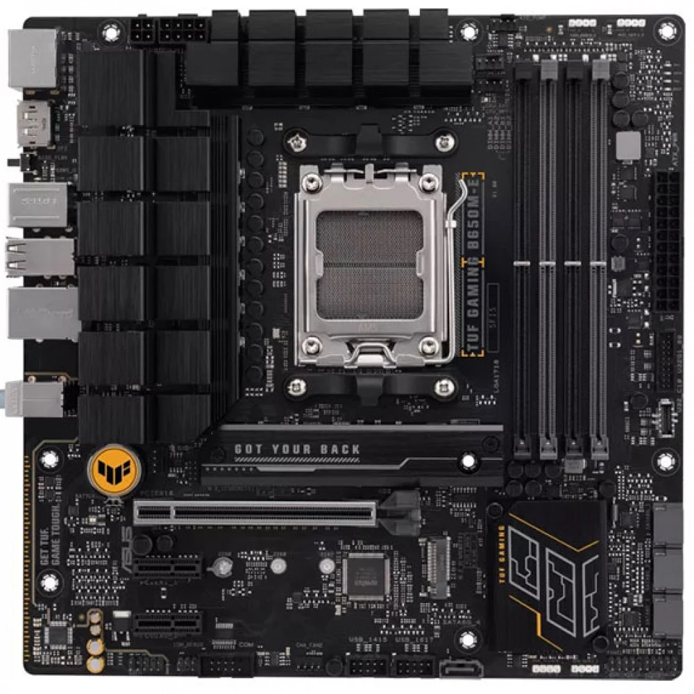 ASUS TUF GAMING B650M-E (Socket AM5, mATX, 4xDDR5(128GB), HDMI 2.1/2xDP/1xPCIe 4.0x16/2xPCIe 4.0, 1xLAN (2.5GbE), 4xSATA 6Gb/s, 2xM.2, 1xUSB-C, 3xUSB 3.2, 4xUSB 2.0)