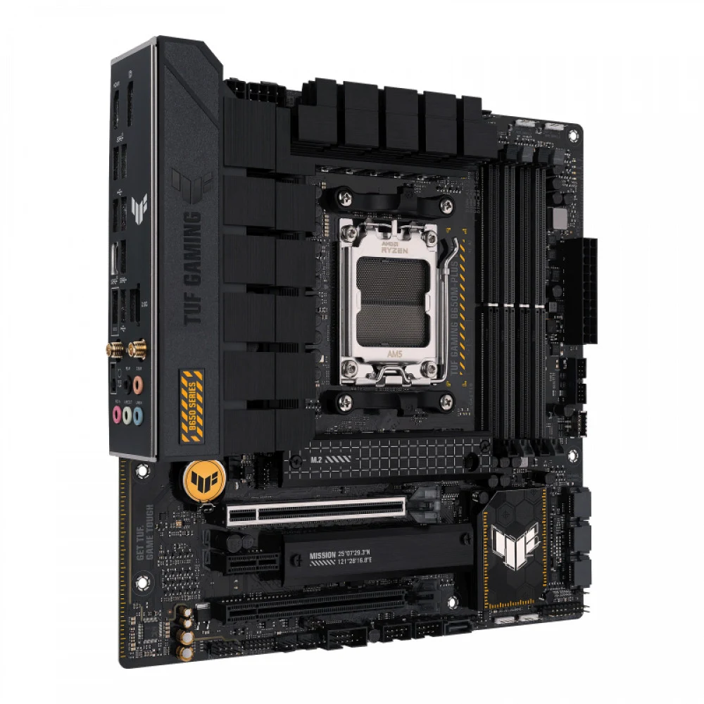 ASUS TUF GAMING B650M-PLUS WIFI (Socket AM5, mATX, 4xDDR5(128GB), DP/HDMI, 2xPCIe 4.0x16/1xPCIe 4.0, 1xLAN (2.5GbE), Wi-Fi 6i, BT 5.2, 4xSATA 6Gb/s, 2xM.2, 1xType-C, 3xUSB 3.2, 4xUSB 2.0)