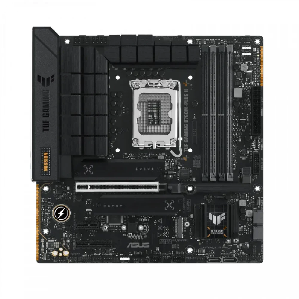 ASUS TUF GAMING B760M-PLUS II (Socket 1700, mATX, 4xDDR5(192GB), DP/HDMI, 1xPCIe 5.0x16/1xPCIe 4.0x4, 1xPCIe 3.0, 1xLAN (2.5GbE), 4xSATA 6Gb/s, 3xM.2, 1xType-C, 3xUSB 3.2, 4xUSB)