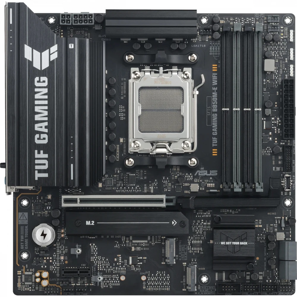 Материнская плата ASUS TUF GAMING B850M-E WIFI AM5 mATX 4хDDR5 PCIEx16 PCIEx1 3xM.2 USB-C 2хDP HDMI 2.5GLAN Wi-Fi 6Е