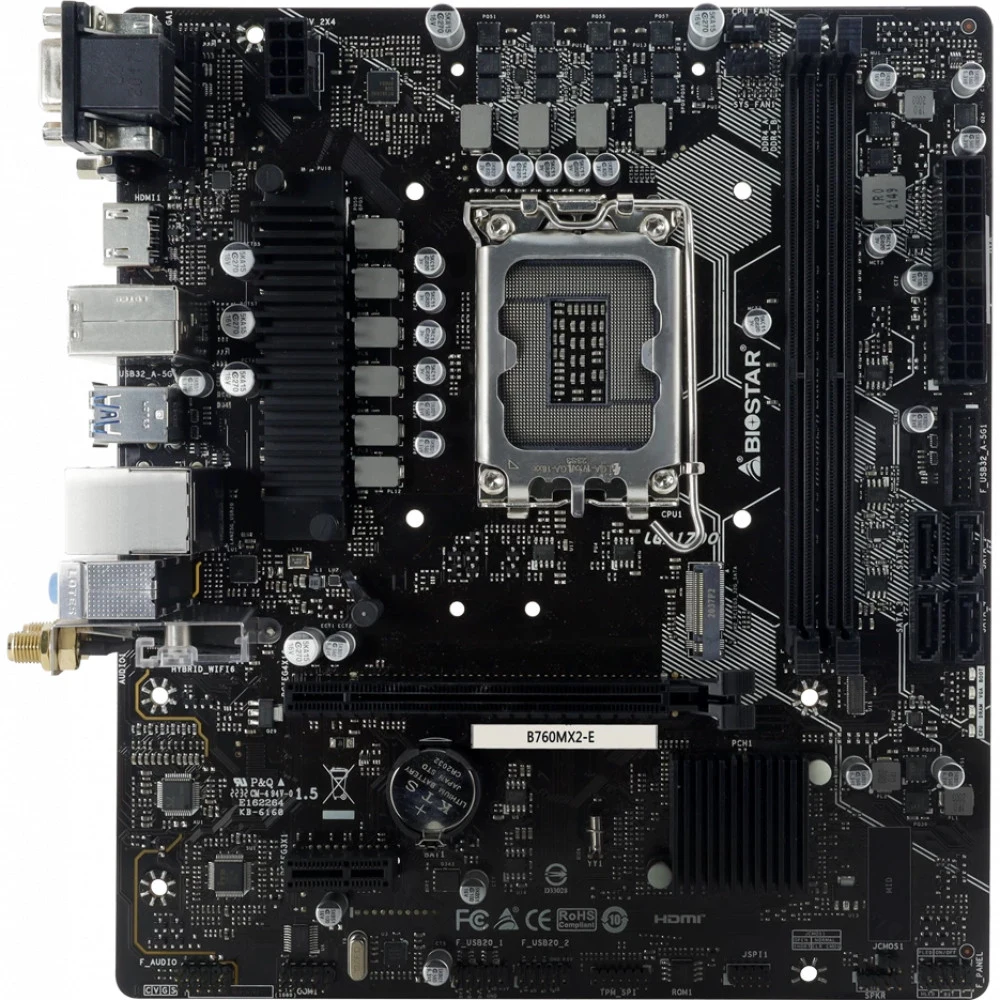 Материнская плата Biostar B760MX2-E Soc-1700 Intel B760 2xDDR5 mATX AC`97 8ch(7.1) 2.5Gg RAID+VGA+DVI+HDMI