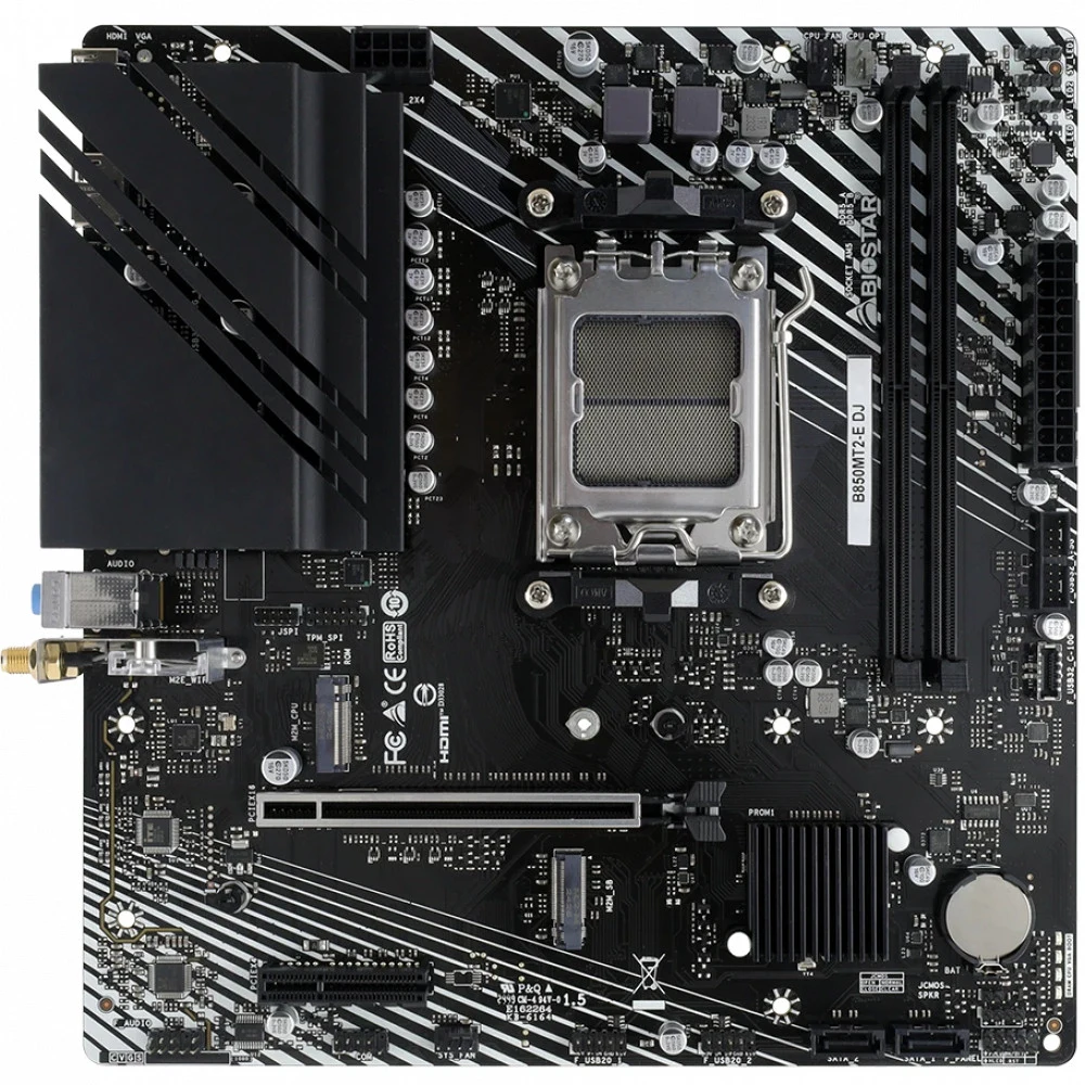 Материнская плата Biostar B850MT2-E DJ Socket AM5 AMD B850 2xDDR5 mATX AC`97 8ch(7.1) 2.5Gg RAID+HDMI+DP