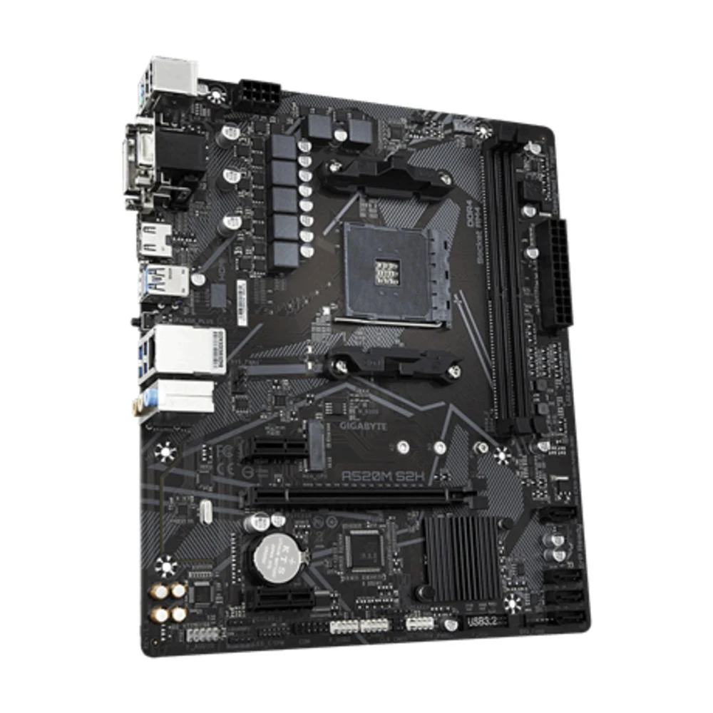 Материнская плата Gigabyte A520M S2H, Socket AM4, AMD A520, 2xDDR4-3200, D-SUB+DVI-D+HDMI, 1xPCI-Ex16, 2xPCI-Ex1, 4xSATA3(RAID 0/1/10), 1xM.2, 8 Ch Audio, GLan, (2+4)xUSB2.0, (4+2)xUSB3.2, 1xPS/2, m