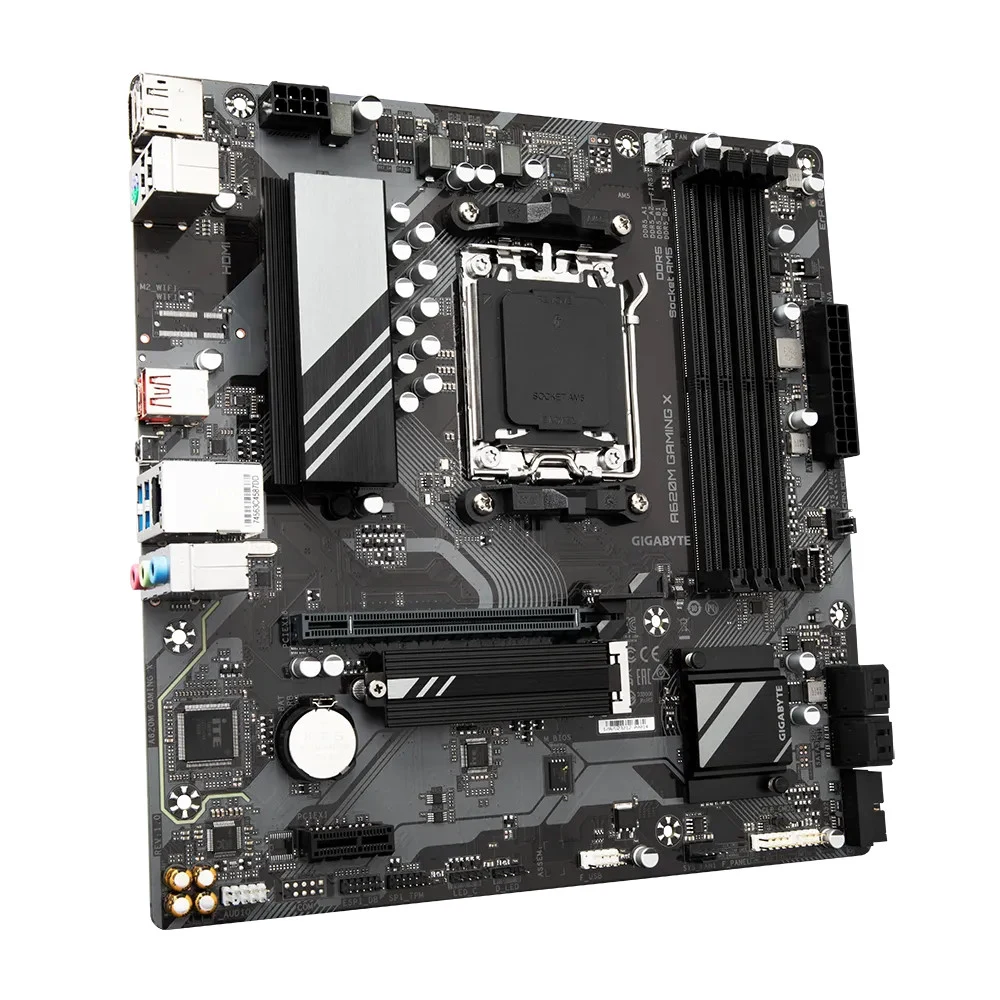 Материнская плата Gigabyte A620M GAMING X, Socket AM5, AMD A620, 4xDDR5-5200, HDMI+DP, 1xPCI-Ex16, 1xPCI-Ex1, 4xSATA3(RAID 0/1/10), 1xM.2, 8 Ch Audio, GLan, (2+2)xUSB2.0, (3+2)xUSB3.2, (1+1)xUSB3.2