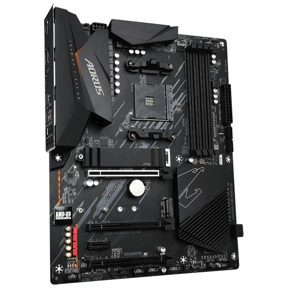 Материнская плата Gigabyte B550 AORUS ELITE V2, Socket AM4, AMD B550, 4xDDR4-3200, HDMI+DP, 3xPCI-Ex16, 1xPCI-Ex1, 4xSATA3(RAID 0/1/10), 2xM.2, 8 Ch Audio, 2,5GLan, (2+4)xUSB2.0, (6+2)xUSB3.2, ATX,