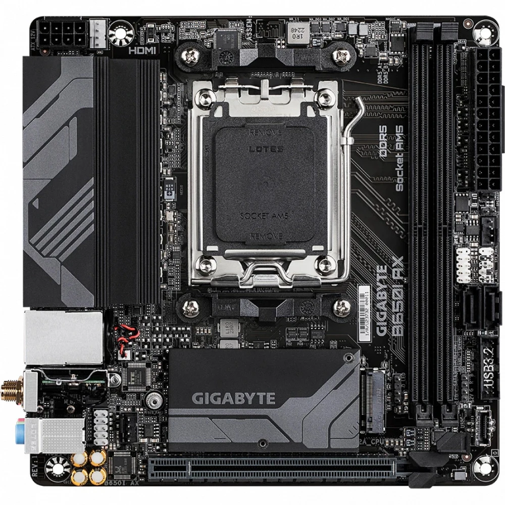 Материнская плата GIGABYTE B650I AX, AM5, B650, 2*DDR5, 2*SATA, 1*M.2, 3*USB 3.2, 3*USB 2.0, 1*PCIx16, DP+HDMI, mITX