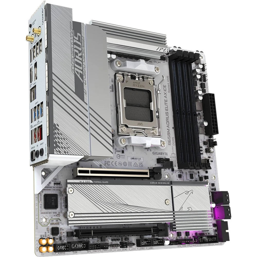 Матплата Gigabyte B650M Aorus Elite AX ICE, AM5, mATX, 4DDR-5, 2xPCI-Ex16, 4SATA,2xM.2,HDMI,DP,19USB