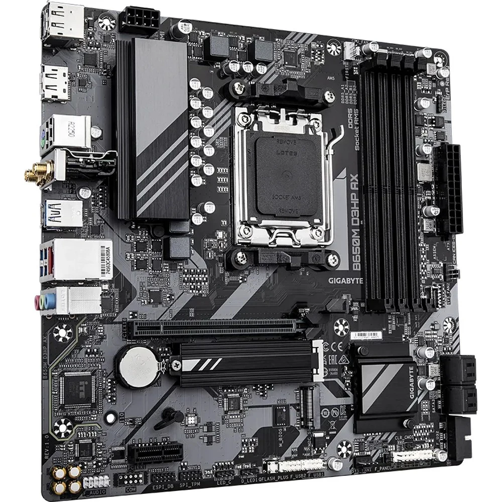 Материнская плата/ MB GIGABYTE AMD B650 sAM5, 4xDDR5(192GB), HDMI 2.1/2xDP, 1xPCIe 4.0x16, 1xPCIe 3.0, 1xLAN (2.5GbE), Wi-Fi, BT, 4xSATA 6Gb/s, 2xM.2, 1xUSB-C, 3xUSB 3.2, 2xUSB 2.0, 1xPS/2, mATX