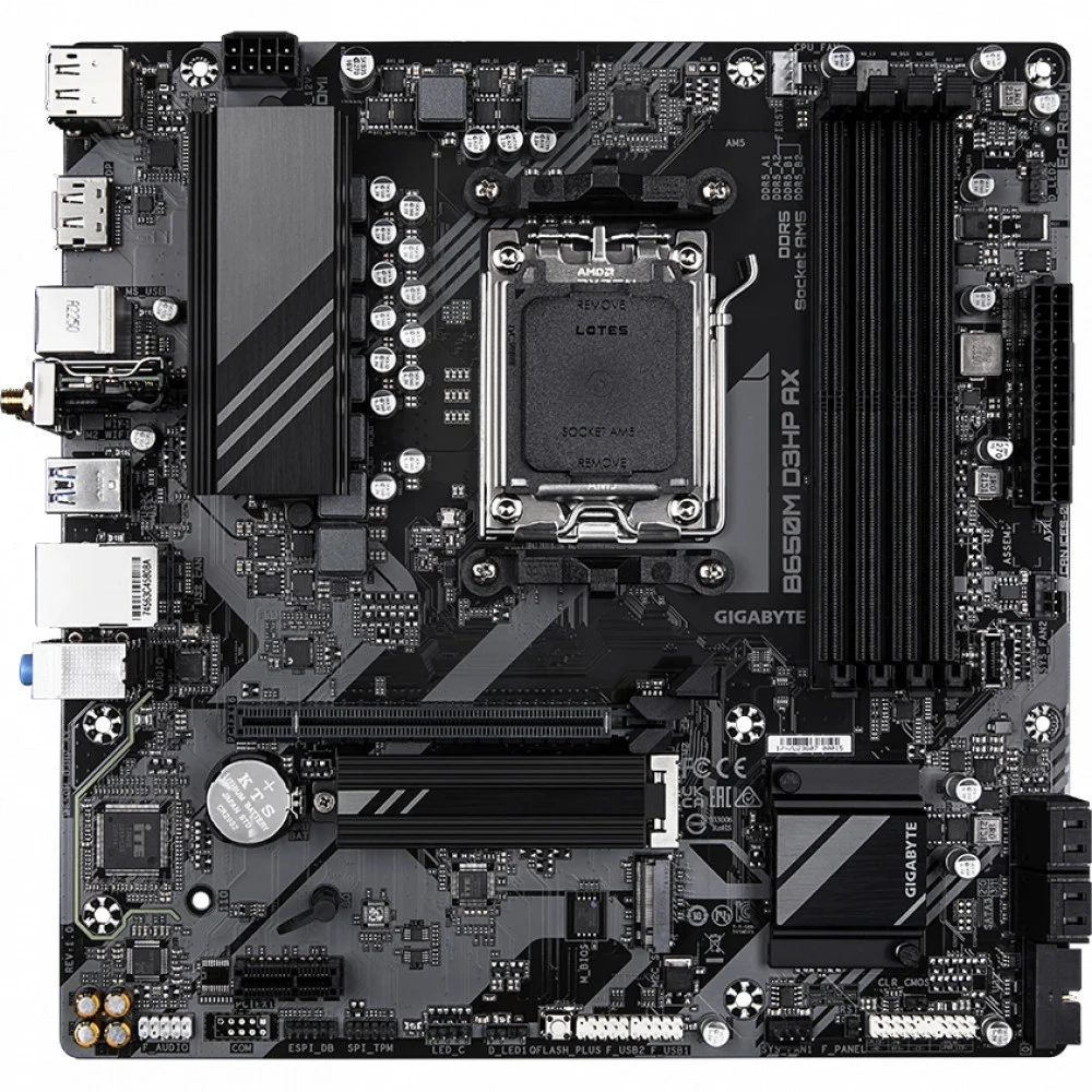 Сист.плата Gigabyte B650M D3HP AX, B650, 4xDDR5, PCI-E4 x16, 1xPCI-E x1, 1xM.2, 6xSATA, HDMI, DPx1,Wi-Fi6E,LAN2.5GbE,BOX