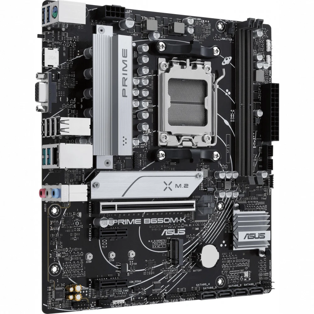 B650M K, Socket AM5, AMD B650, 4xDDR5-5200, HDMI+DP, 1xPCI-Ex16, 1xPCI-Ex1, 4xSATA3(RAID 0/1/10), 2xM.2, 8 Ch Audio, 2.5GLan, (4+2)xUSB2.0, (3+2)xUSB3.2, (1+1)xUSB3.2 Type-C™, 1xPS/2, mATX, RTL