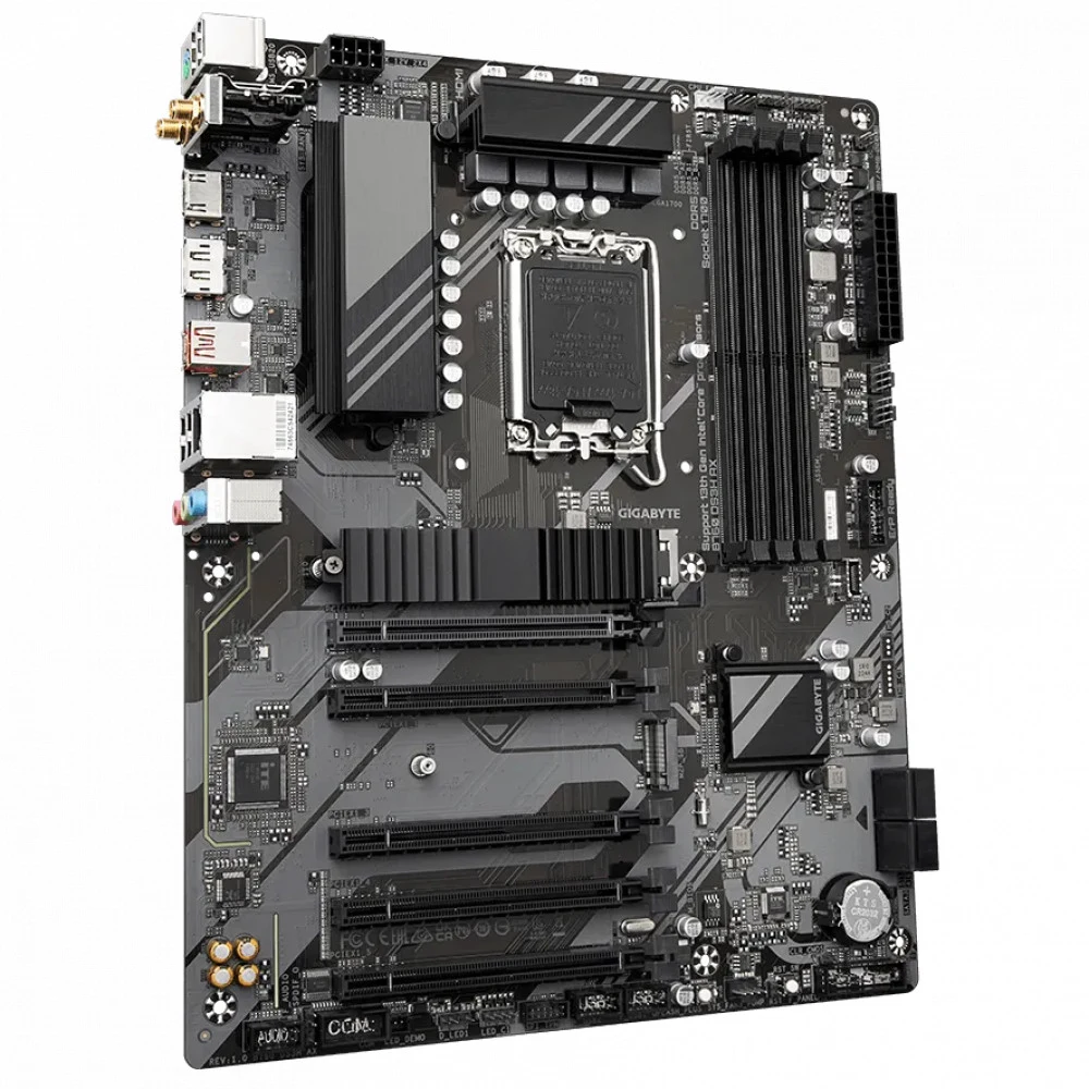 Материнская плата Gigabyte B760 DS3H AX, Socket 1700, Intel®B760, 4xDDR5-4800, HDMI+DP, 5xPCI-Ex16, 4xSATA3(RAID 0/1/5/10), 2xM.2, 8Ch Audio, 2.5GLan, WiFi, (4+4)xUSB2.0, (1+2)xUSB3.2, (1+1)xUSB3.2