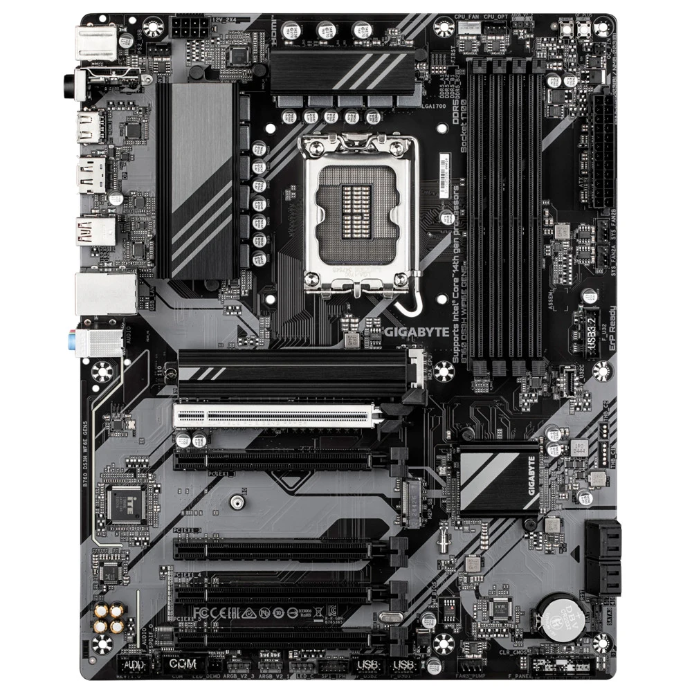Материнская плата, Gigabyte, B760 DS3H WIFI6E GEN5 (4719331872939), LGA1700, iB760, 4xDDR5 4000/4800/7600(OC), 4xSATA3, 2xM.2 (PCI-E 4.0x4/x2), Raid, 1хDP, 1xHDMI, 4xPCI-Ex16, WiFi, ATX