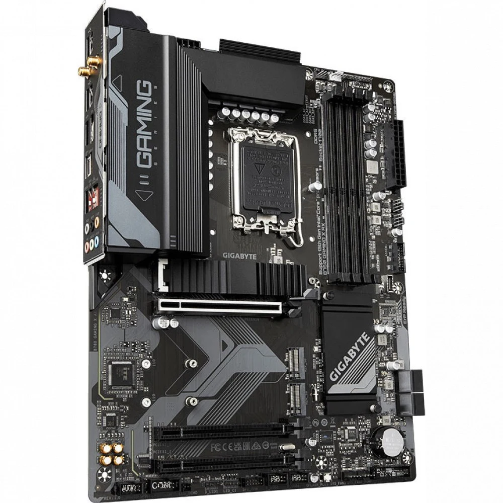 Материнская плата Gigabyte B760 GAMING X AX, Socket 1700, Intel®B760, 4xDDR5-4800, HDMI+DP, 3xPCI-Ex16, 4xSATA3(RAID 0/1/5/10), 3xM.2, 8Ch Audio, 2.5GLan, WiFi, (4+4)xUSB2.0, (3+2)xUSB3.2, (1+1)xUSB