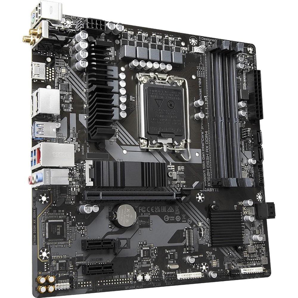 Сист.плата Gigabyte B760M DS3H AX 1.2, B760, 1700, 2xDDR4, PCI-Ex16, 2xPCI-Ex1, 2xM.2, 4xSATA, 2xDP, HDMI, BOX