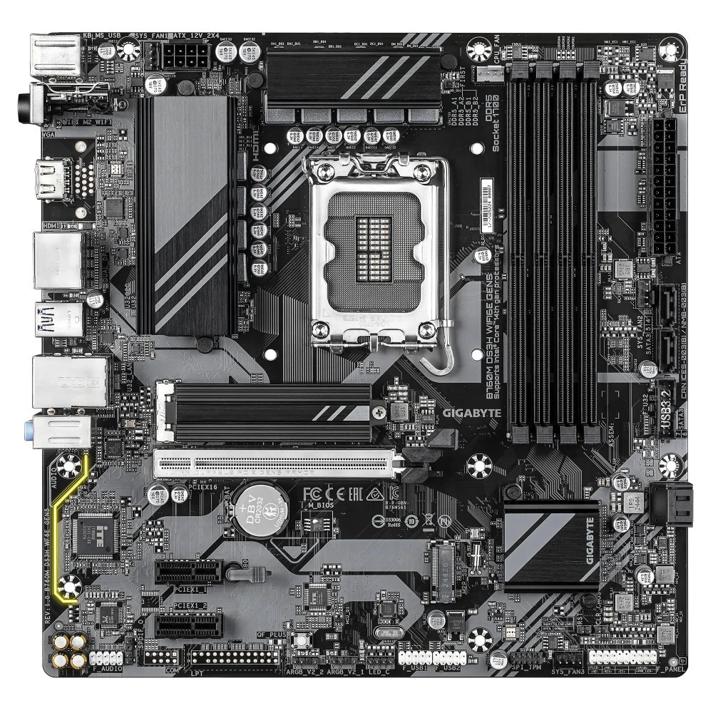 Сист.плата Gigabyte B760M DS3H WF6E GEN5, B760, 1700, 4xDDR5, PCI-E x16, 2xPCI-E x1, M2, SATA, HDMI, 2xDP, WIFI6E, BOX