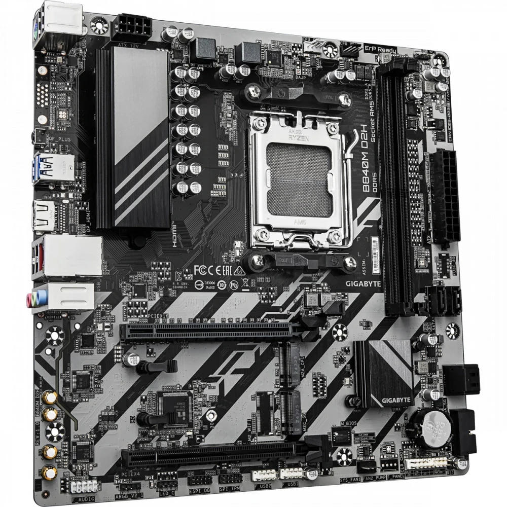 Сист.плата Gigabyte B840M D2H, B840, 2xDDR5, PCI-E5 x16, 1xPCI-E x1, 1xM.2, 6xSATA, HDMI, DPx2, LAN2.5GbE, BOX
