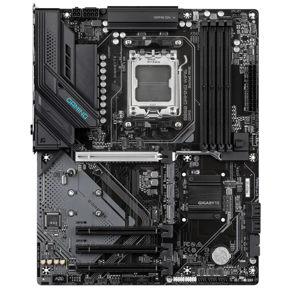 Материнская плата, Gigabyte, B850 GAMING WF6 (4719331866631), AM5, B850, 4xDDR5 4400/4800/5200/8200(OC), 4xSATA3, 3xM.2 (PCIe 4.0 x4/x2), RAID, 1xHDMI, 1хDP, 4xPCI-Ex16, WiFi, ATX