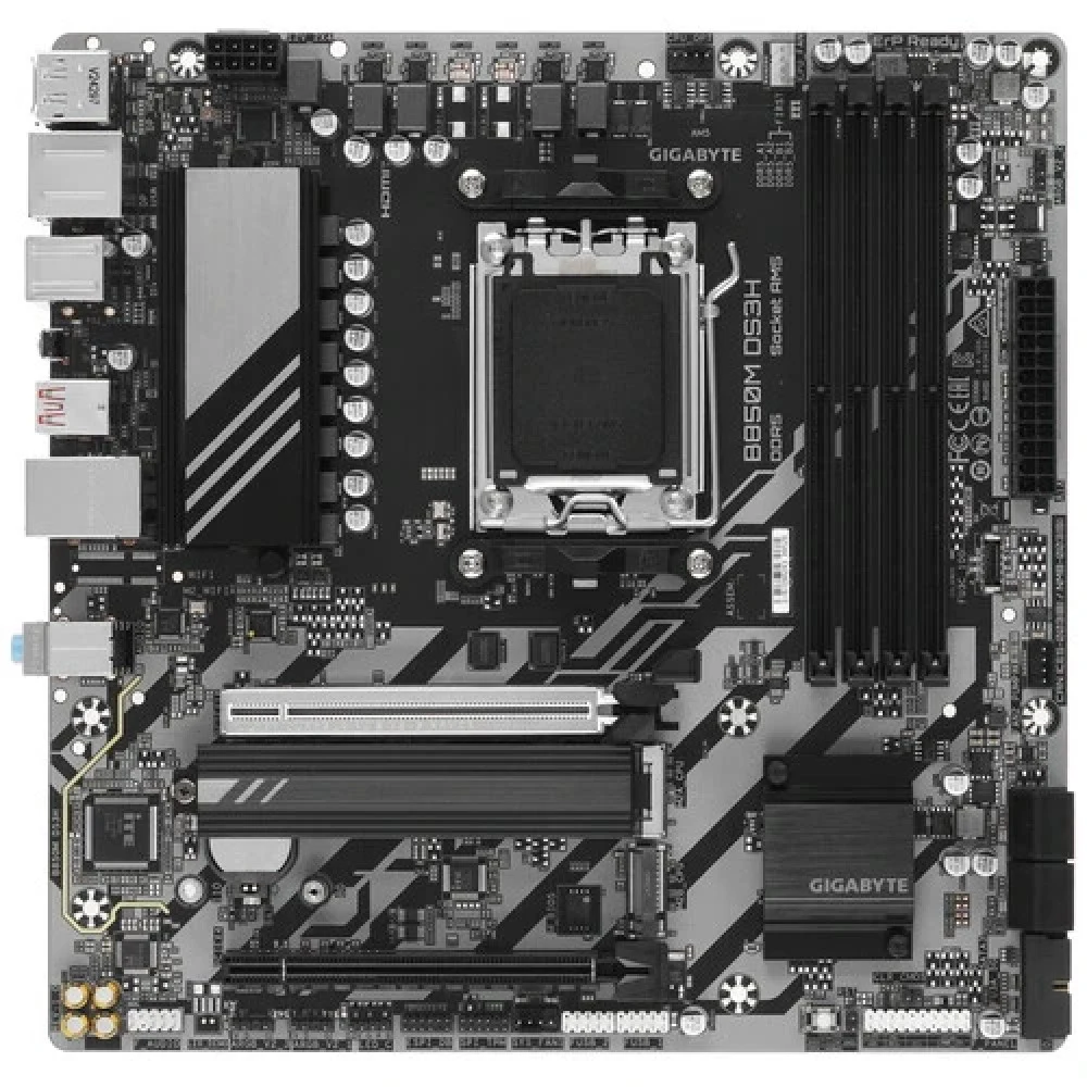 Материнская плата GIGABYTE B850M DS3H, AM5, B850, 4*DDR5, 4*SATA, 2*M.2, 3*USB 3.2, 4*USB 2.0, Type-C, 1*PCIx16, 1*PCIx1, 2*DP+HDMI, mATX