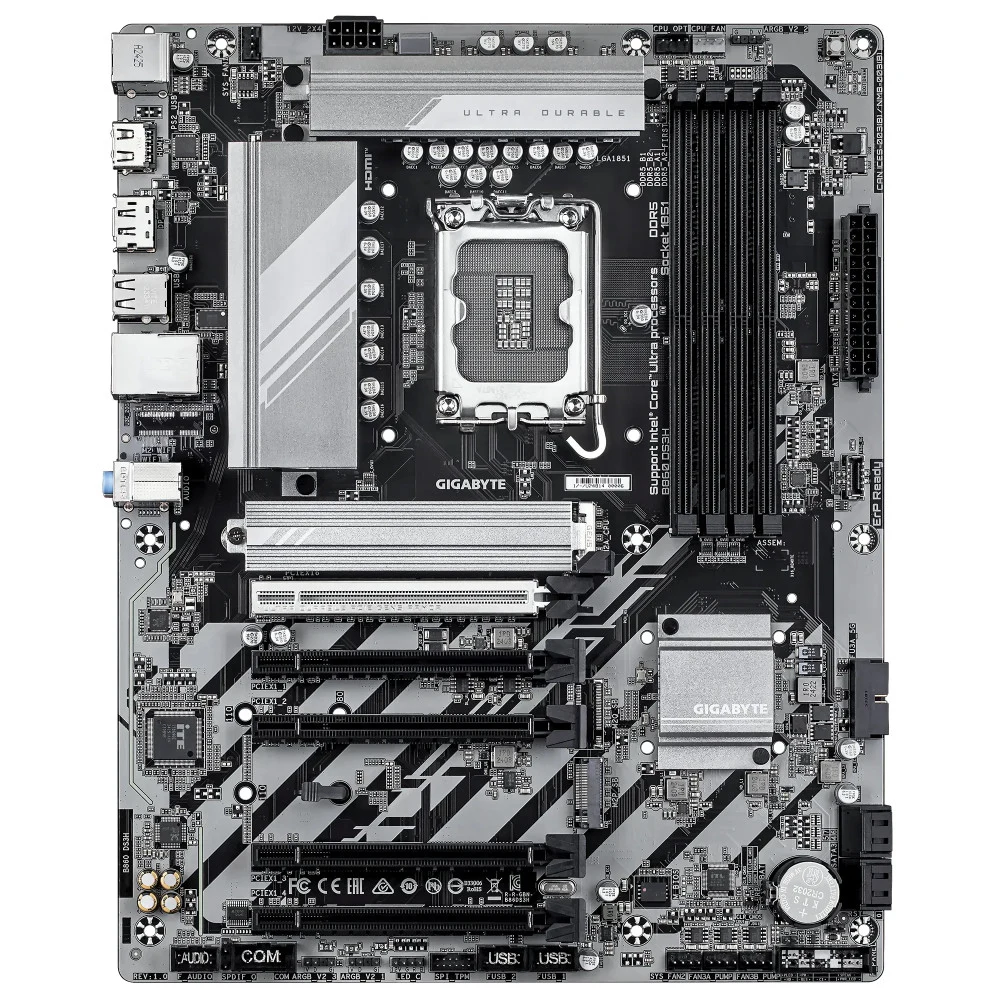 Материнская плата, Gigabyte, B860 DS3H (4719331868178), LGA1851, iB860, 4xDDR5 5600/6400/9066(OC), 4xSATA3, Raid, 2xM.2 (PCI-E 4.0x4/x2), 1хDP, 1xHDMI, 5xPCI-Ex16, ATX
