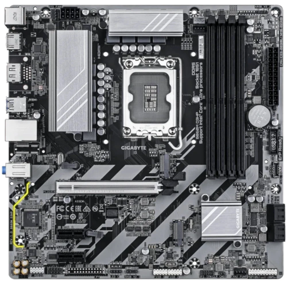 Материнская плата GIGABYTE B860M D3HP, LGA1851, B860, 4*DDR5, 4*SATA, 2*M.2, 3*USB 3.2, 3*USB 2.0, 3*PCIx16, DP+HDMI, mATX