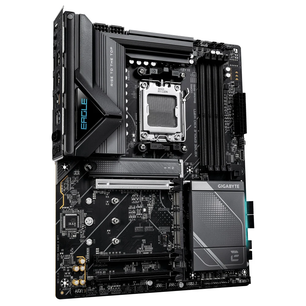 Материнская плата Gigabyte X870E EAGLE X3D WIFI7 X870E, AM5, 4*DDR5, 3*PCIEx16, 4xM.2, 2*TypeC, 4*USB3.2Gen2, 8*USB3.2Gen1, 4*USB2.0, 4xSATA3.0, 5G, 2*Type-C(DP), HDMI, ATX, RTL
