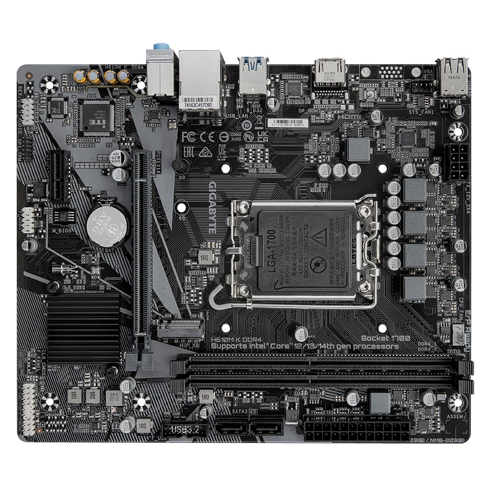 Матплата Gigabyte H610M K DDR4, iH610, S1700, mATX, 2DDR-4, 1xPCI-Ex16, 2SATA, 1xM.2, HDMI, 10USB