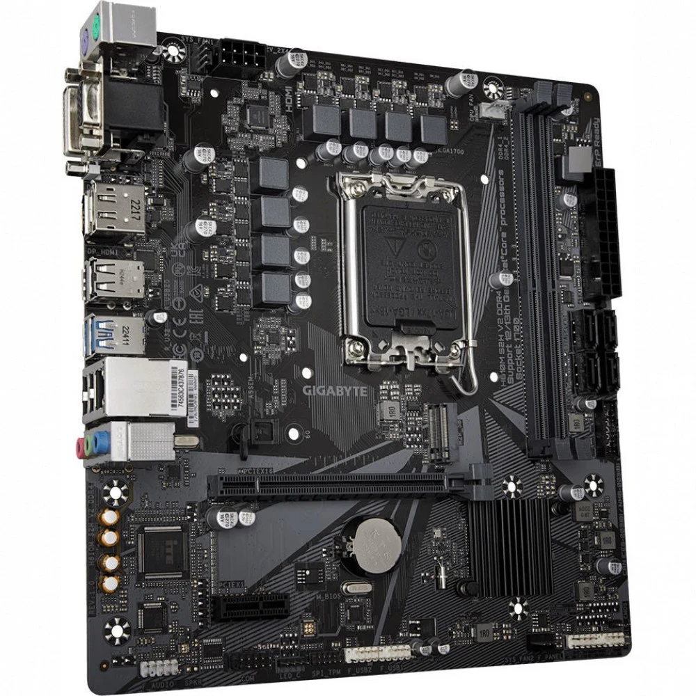 Материнская плата Gigabyte H610M S2H V2 DDR4, Socket 1700, Intel®H610, 2xDDR4-3200, D-SUB+DVI-D+HDMI+DP, 1xPCI-Ex16, 1xPCI-Ex1, 4xSATA3, 1xM.2, 8Ch Audio, GLan, (4+4)xUSB2.0, (2+2)xUSB3.2, 2xPS/2, m
