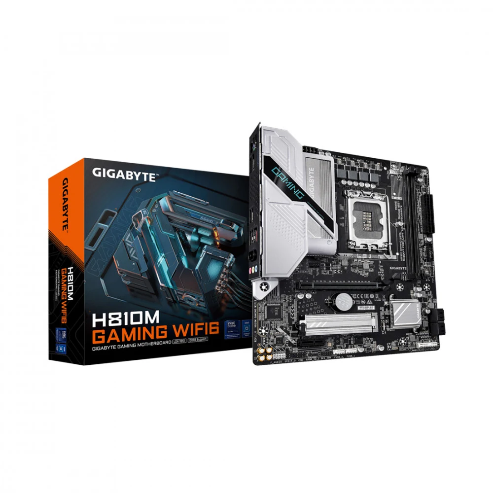 Gigabyte H810M GAMING WIFI6 {Socket 1851, Intel®H810, 2xDDR5-6400, mATX HDMI+DP, 1xPCI-Ex16, 1xPCI-Ex1, 4xSATA3(RAID 0/1/5/10), 1xM.2, 8Ch Audio, 2.5GLan, WiFi, (5+4)xUSB2.0, (1+2)xUSB3.2, (0+1)xUSB