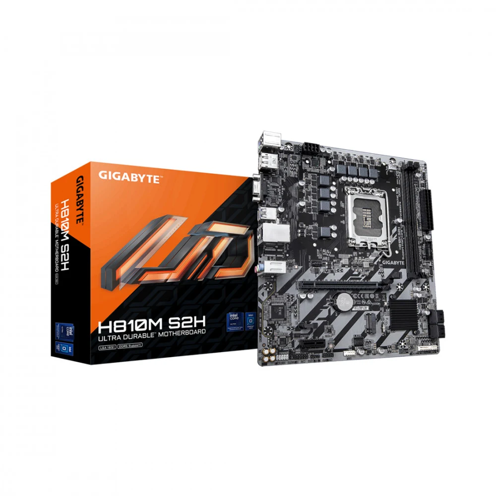 Gigabyte H810M S2H {Socket 1851, Intel®H810, 2xDDR5-6400, mATX D-SUB+HDMI+DP, 1xPCI-Ex16, 1xPCI-Ex1, 4xSATA3(RAID 0/1/5/10), 1xM.2, 8Ch Audio, GLan, (5+2)xUSB2.0, (1+2)xUSB3.2, (0+1)xUSB Type-C}