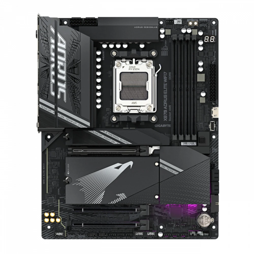 Материнская плата GIGABYTE X870 AORUS ELITE WIFI7 , AM5, X870, 4*DDR5, 4*SATA, 4*M.2, 6*USB 3.2, 4*USB 2.0, 2*Type-C, 3*PCIx16, HDMI, ATX