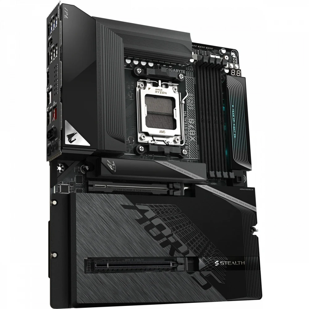 Материнская плата, Gigabyte, X870 AORUS STEALTH (4719331878801), AM5, X870, 4xDDR5 4400/4800/5200/8200(OC), 2xSATA3, 4xM.2 (PCIe 4.0 x4/x2), Raid, 1xHDMI, 2xUSB4 Type-C®, 2xPCI-Ex16, Wi-Fi, ATX