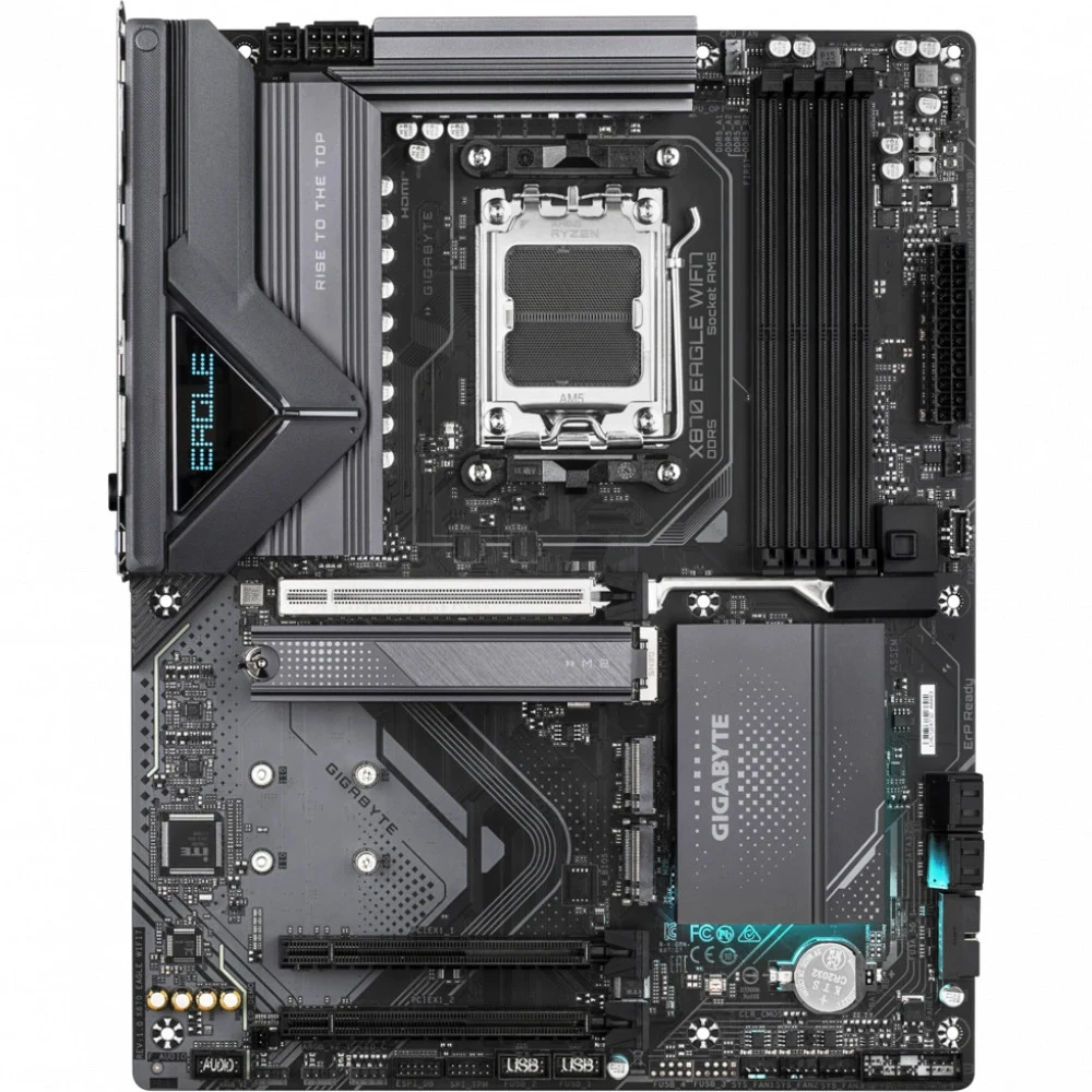 Материнская плата, Gigabyte, X870 EAGLE WIFI7 (4719331864996), AM5, X870, 4xDDR5 4400/4800/5200/8000(OC), 4xSATA3, 3xM.2 (PCIe 4.0 x4/x2), Raid, 1xHDMI, 2xUSB4 Type-C®, 3xPCI-Ex16, Wi-Fi, ATX